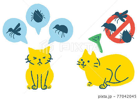 寄生虫予防する猫のイラストのイラスト素材