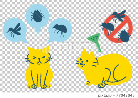 寄生虫予防する猫のイラスト 寄生虫予防する猫のイラスト 77042045