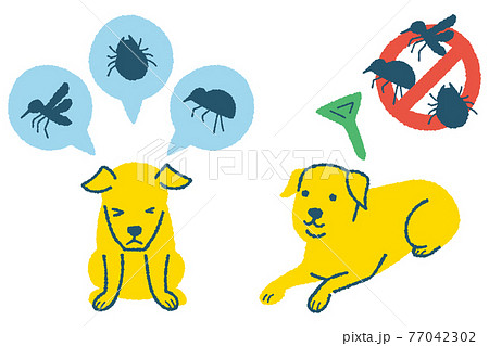 寄生虫予防する犬のイラストのイラスト素材
