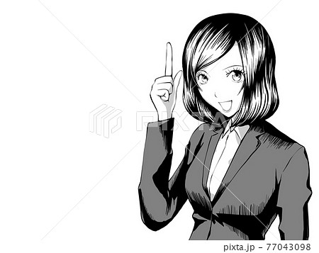 漫画風 スーツ女 指立てる 横のイラスト素材