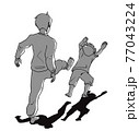 蹴られる子供のイラスト・児童虐待 77043224