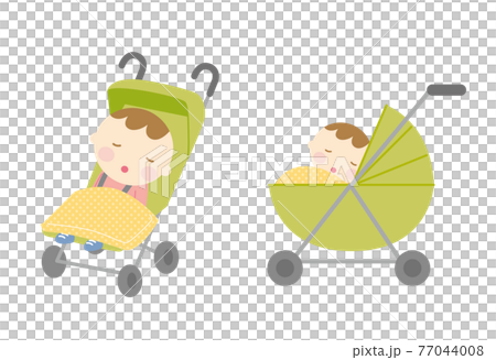 Baby sleeping on a stroller Baby sleeping on a stroller 77044008