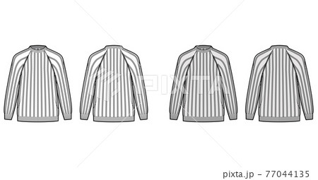 Ribbed Sweater technical fashion illustration with rib crew neck, long raglan sleeves, oversized, hip length, knit trim Ribbed Sweater technical fashion illustration with rib crew neck, long raglan sleeves, oversized, hip length, knit trim 77044135