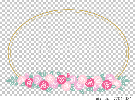 バラのフレーム素材　横　楕円 77044384