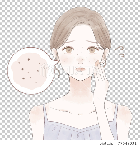 黒ずみ毛穴に悩む女性 77045031