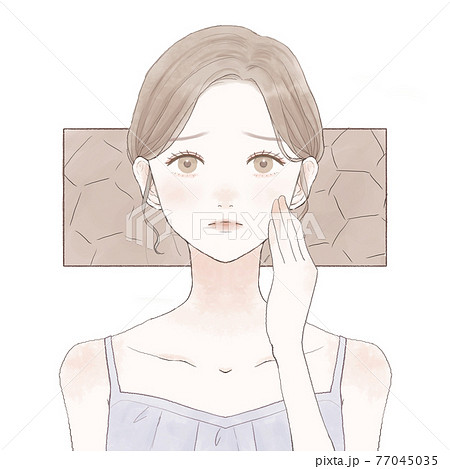 乾燥肌に悩む女性 乾燥肌に悩む女性 77045035