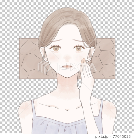 乾燥肌に悩む女性 乾燥肌に悩む女性 77045035
