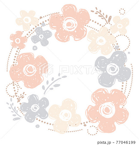 北欧風な花柄の背景 ピンク 円 フラワー ポピーのイラスト素材