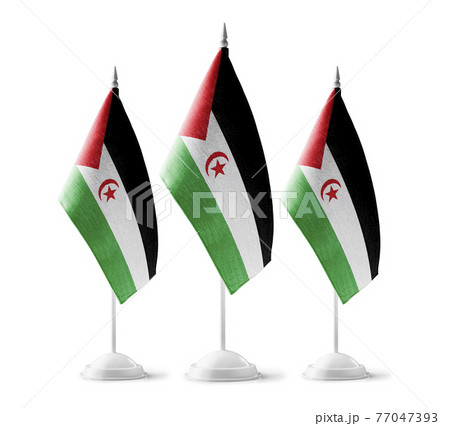 Set of Sahrawi national flags on a white background Set of Sahrawi national flags on a white background 77047393