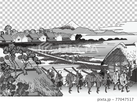 Katsushika Hokusai image Osamu Senju Hanamachi view Nofuji black and white white background Katsushika Hokusai image Osamu Senju Hanamachi view Nofuji black and white white background 77047517