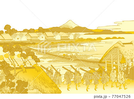 葛飾北斎イメージ従千住花街眺望ノ不二　金白バック 77047526