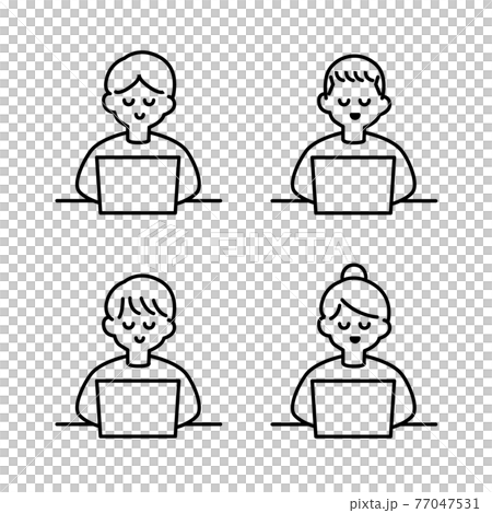 パソコンをする人たちイラスト素材 77047531