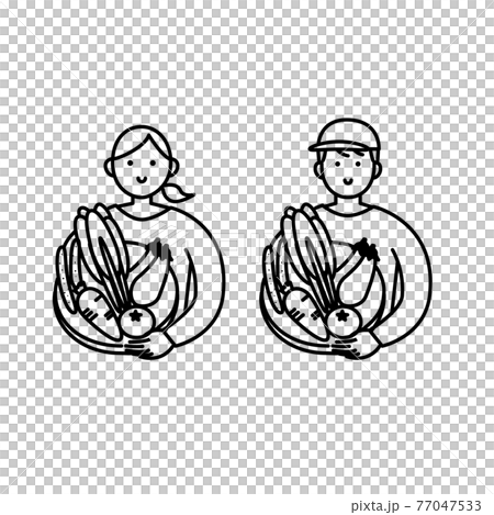 野菜を持つ農家さんイラスト素材 77047533