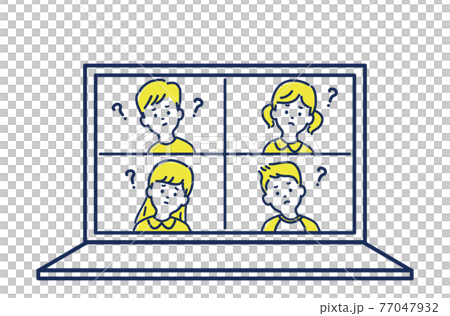 Illustration material of troubled facial expressions of children taking online classes 77047932