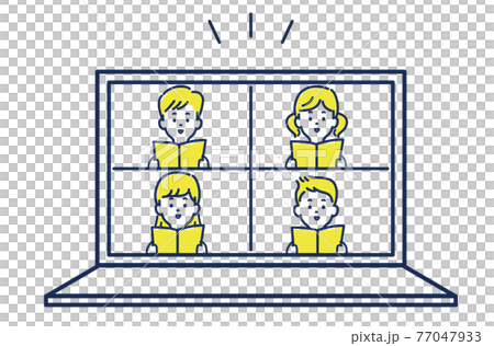 Illustration material of a child taking an online class 77047933