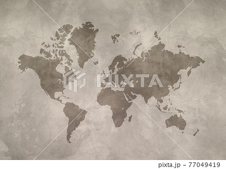 World map on concrete wall background 77049419