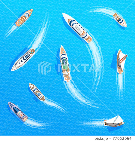 Set of yachts maritime ships at sea, shipping boats. Water transport boat, vessel vecto Set of yachts maritime ships at sea, shipping boats. Water transport boat, vessel vecto 77052064