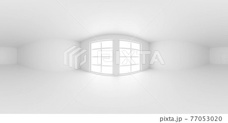 full 360 panorama of empty white hall room without furniture seamless spherical hdri hdr panorama 3d render illustration 77053020