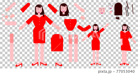 女性のボデイの組み立てベクターセット 女性のボデイの組み立てベクターセット 77053040