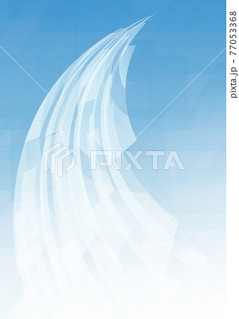 透明感のあるカーブが続く青い抽象背景 no.02 77053368