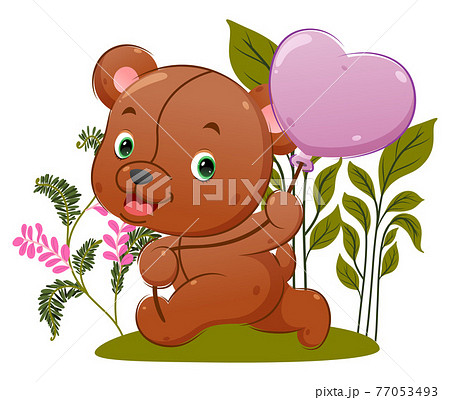 The Cute Teddy Bear Is Running And Holding His のイラスト素材