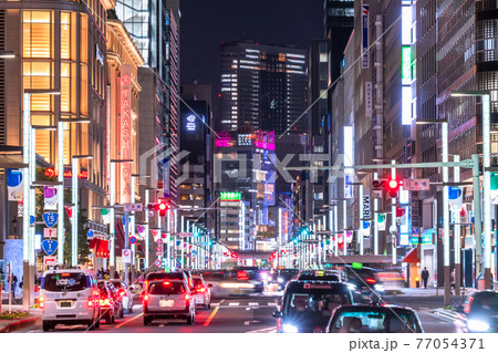 《東京都》日本橋・都市夜景 《東京都》日本橋・都市夜景 77054371