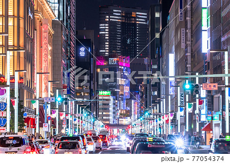 《東京都》日本橋・都市夜景 《東京都》日本橋・都市夜景 77054374