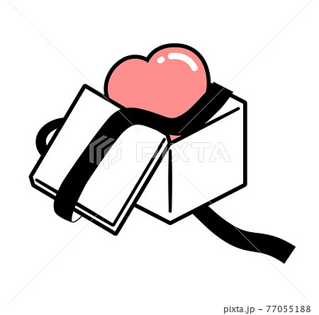 ハート入りプレゼントボックス2種_モノクロ 77055188