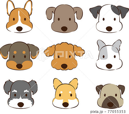 犬の顔いろいろのイラスト素材