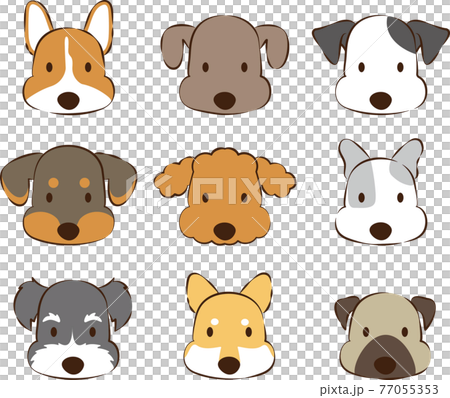 犬の顔いろいろのイラスト素材