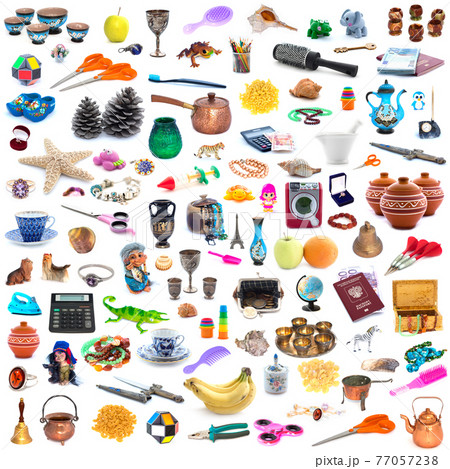The big collection of different objects isolated on white background. Full size. The big collection of different objects isolated on white background. Full size. 77057238