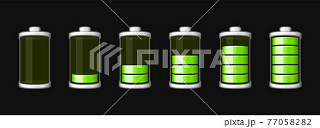 Battery Charge Level Icons Set Accumulator Indicator Design. Vector 77058282