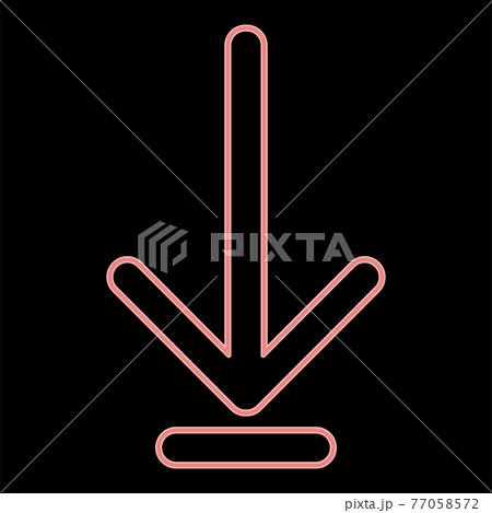 Neon down arrow or load symbol the red color  77058572