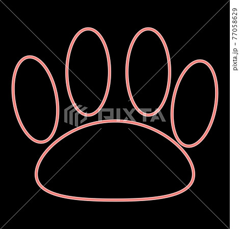 Neon animal footprint the red color vector  77058629