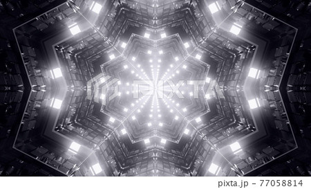 3d illustration of 4K UHD kaleidoscopic glowing corridor 77058814