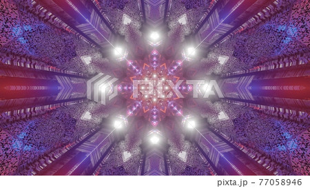 Abstract ornament with bright lamps 4K UHD 3D illustration 77058946