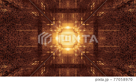 Distorted tunnel with neon lamps 4K UHD 3D illustration 77058970