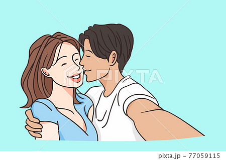 Selfie, happy couple concept 77059115