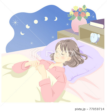 就寝中の女性 77059714