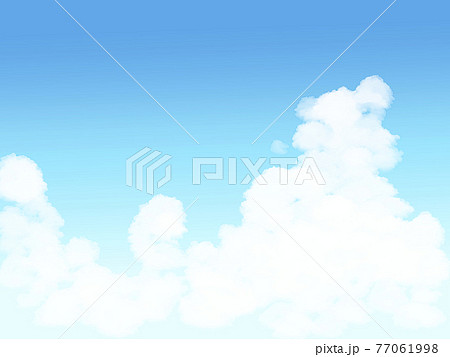 夏の青空に浮かぶ入道雲のイラスト素材