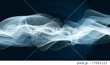 Modern Digital Sound Wave on Blue Circle Vibration Background 77063123