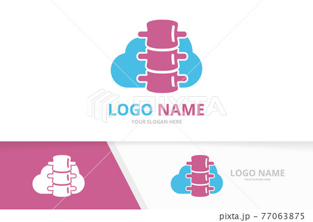 Vector spine and cloud logo combination. Unique spinal diagnostic center logotype design template. 77063875