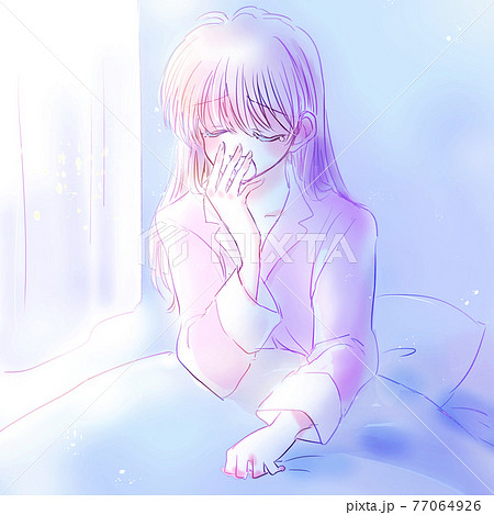 朝目覚める女性 77064926