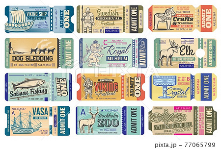 Sweden historical museum, festival vector tickets 77065799