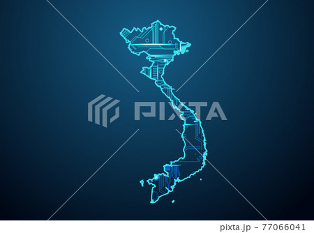 Abstract futuristic map of vietnam. Circuit Board Design Electric of the region. Technology background. mash line and point scales on dark with map. Abstract futuristic map of vietnam. Circuit Board Design Electric of the region. Technology background. mash line and point scales on dark with map. 77066041