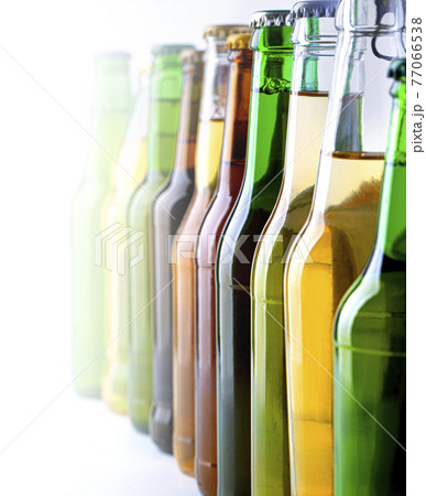 colorful beer bottle necks close-up, selective focus, copy space colorful beer bottle necks close-up, selective focus, copy space 77066538