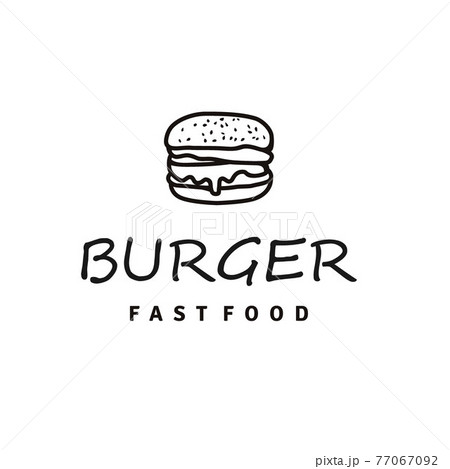 Burger logo design with Hipster Line Art Drawing style	 77067092
