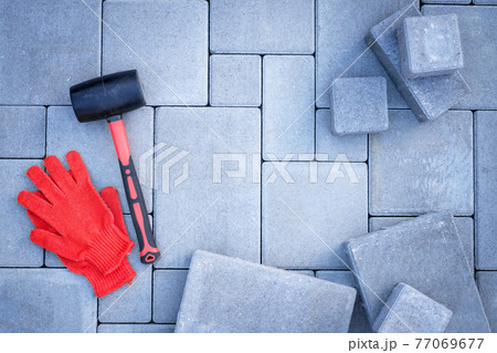 Paving stones paving background closeup Paving stones paving background closeup 77069677