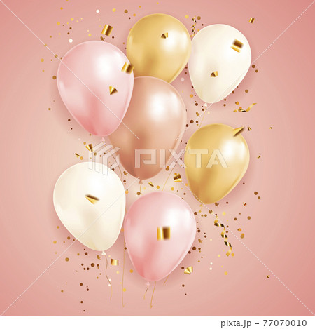 Happy Birthday congratulations banner design with Confetti and balloons for Party Holiday Background. Vector Illustration 77070010