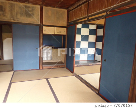 桂離宮 松琴亭 市松模様の襖 青と白の襖 日本の伝統柄 京都市西京区桂 桂離宮 松琴亭 市松模様の襖 青と白の襖 日本の伝統柄 京都市西京区桂 77070157